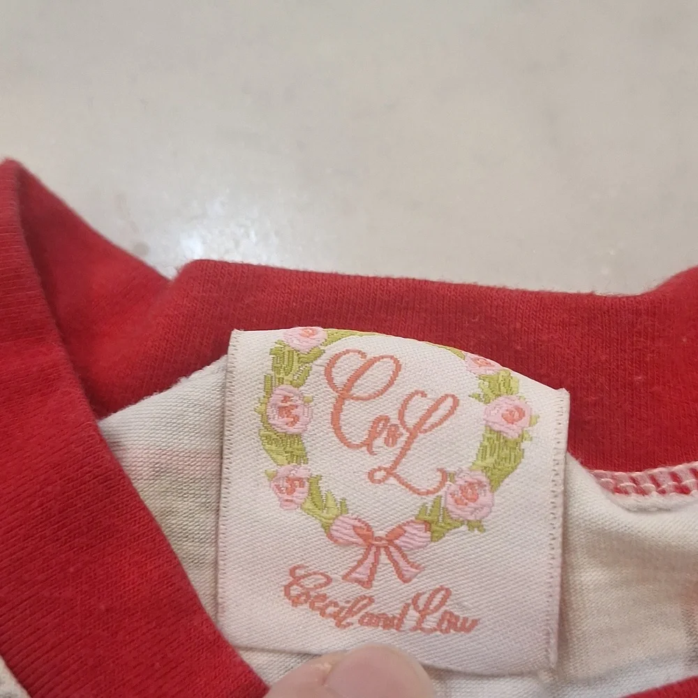 Cecil And Lou Vintage Style Santa Print Pajama Set Red Accents 2 Pc Sz 5 Holiday